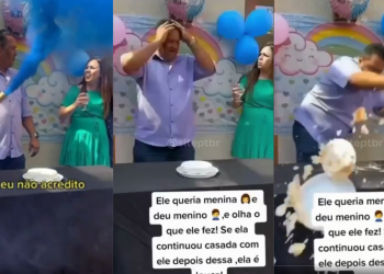 Homem destrói chá revelação após descobrir sexo do filho