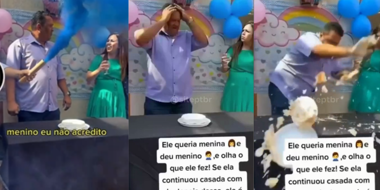Homem destrói chá revelação após descobrir sexo do filho