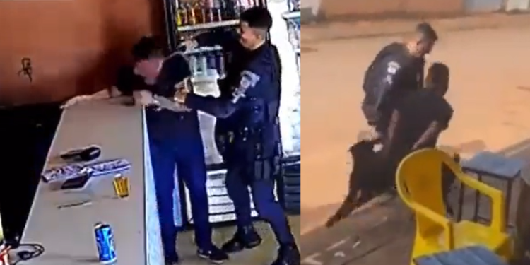 Vídeo: PM usa spray de pimenta, bate e dá coronhada em dono de bar durante discussão