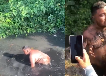 Amazonense viraliza ao deixar cair Iphone 12 em valão de esgoto e ficar 3h o procurando na sujeira; vídeo