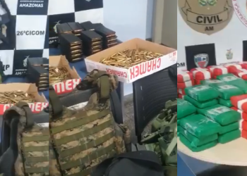 Dupla é presa com armamento da Colômbia, drogas e granadas em flutuante de Manaus