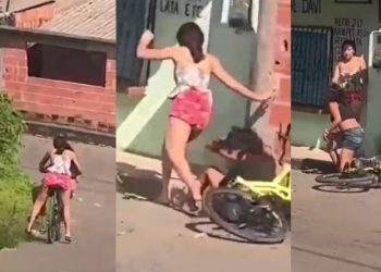 Vídeo: sem freio e sem noção, amigas tentam descer ladeira e se arrebentam em Manaus