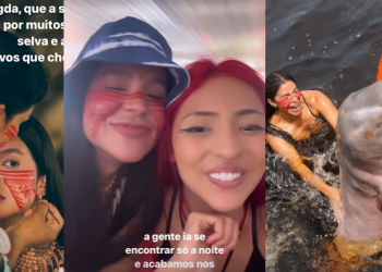 Ex-BBB e A Fazenda Kerline encontra Ruivinha ao visitar Manaus e exalta o Encontro das Águas: ‘Apaixonada’