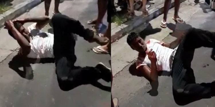 No Alvorada, dupla rouba moto de entregador, população pega um deles e dá ‘corretivo’; vídeo