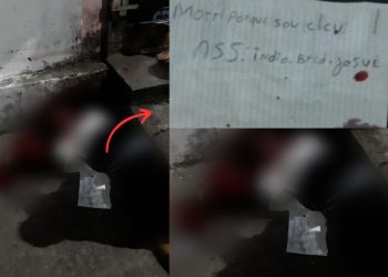 Moradores ouvem tiros e encontram homem morto com bilhete de grupo criminoso em Manaus