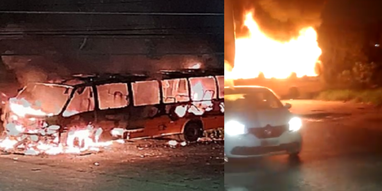Tá demais! Ônibus é incendiado na Zona Norte de Manaus e suspeita é que foi a bandidagem; vídeo