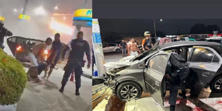 Vídeos: Bandido morre e dois ficam feridos após troca de tiros com a PM e quase explosão de posto em Manaus