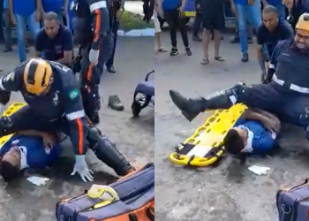 Viralizou: socorrista do Samu escorrega e cai todo aberto em cima de acidentado