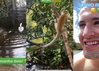 Antes de ir embora de Manaus, gringo do X-Caboquinho mostra ‘sonho realizado’ ao navegar de canoa