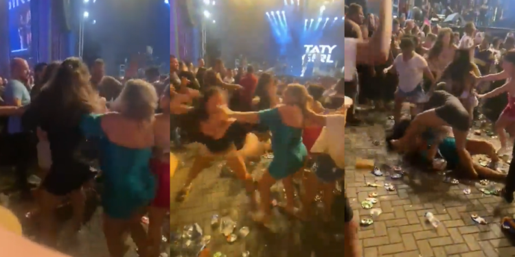 Por causa de macho, mulheres saem no tapa e cantora Taty Girl para show: ‘Olha a chibata comendo’; vídeo