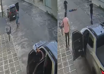 Bandidos tentam roubar carro e são recebidos a tiros porque era uma viatura descaracterizada; vídeo