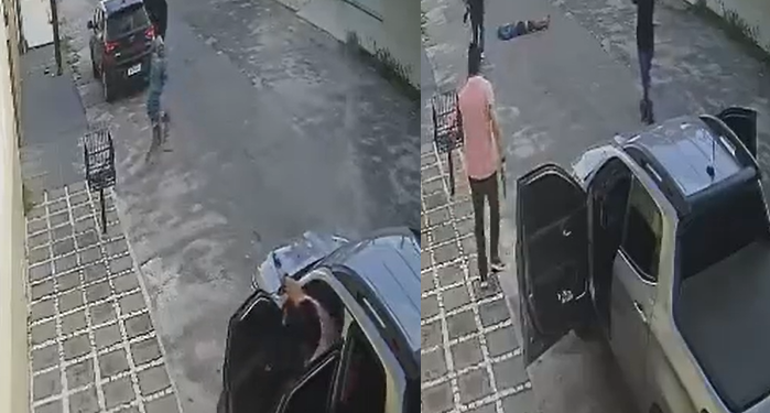 Bandidos tentam roubar carro e são recebidos a tiros porque era uma viatura descaracterizada; vídeo