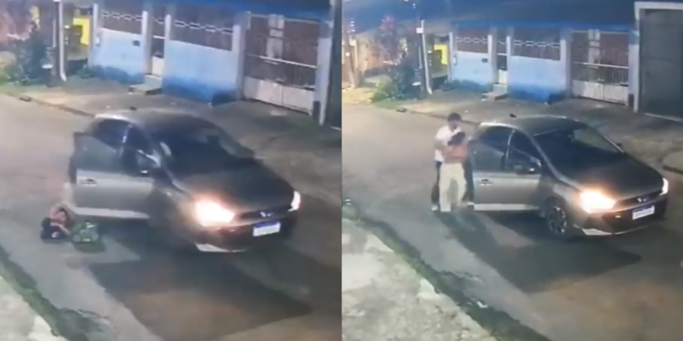 Veja: Jovem se joga de carro em movimento, mas motorista para e a coloca novamente em veículo