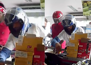 Vídeo: ‘Não quero tu falando’, diz dupla de assaltantes em assalto violento em padaria em Manaus