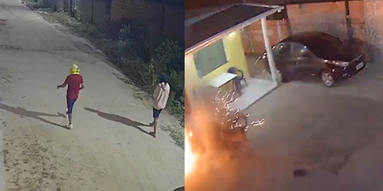 Vídeo: Em Manaus, dupla é flagrada jogando granada na casa de PM e explodindo em cachorro