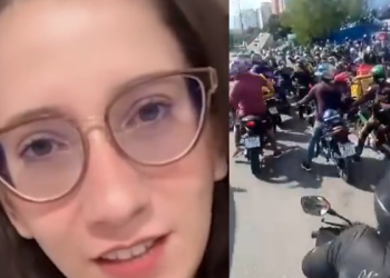 Vídeo: motoboys gritam ‘nariguda’ e fazem buzinaço contra servidora da Semsa em Manaus