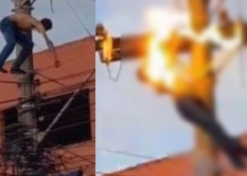 Bêbado ‘equilibrista’, homem sobe em poste de energia e morre ao levar choque; vídeo