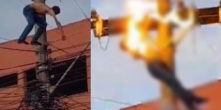 Bêbado ‘equilibrista’, homem sobe em poste de energia e morre ao levar choque; vídeo