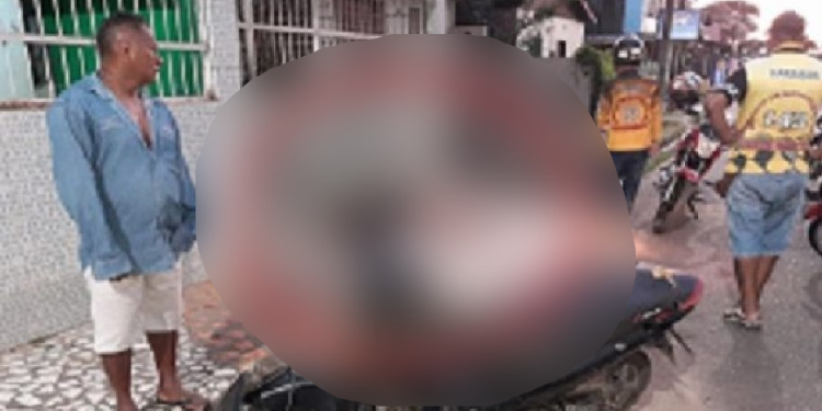 Com moto nova, mulher dá de cara com muro na saída de bar em Tefé e fica ferida