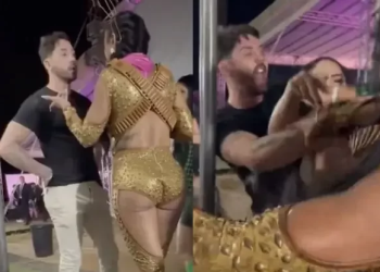Vídeo: Dayanne Bezerra sai com dente quebrado após porrada com Rico Melquiades em festa de São João