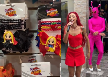 Ruivinha de Marte canta, faz live e pede a clientes que “comprem tudo” após inaugurar loja em Manaus