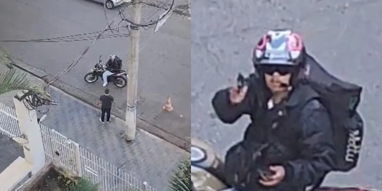 Bandido atira na direção de mulher que o filmava roubando moradores na rua