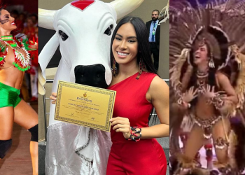 Cunhã do Garantido que ficou sem sutiã no Bumbódromo agradece fãs: ‘Deus dá última palavra’