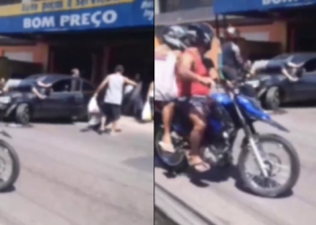 Vídeo: Mulher fica ‘pendurada’ em capô de carro durante acidente no bairro Redenção