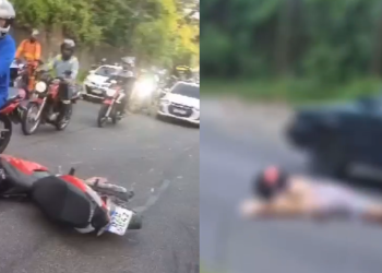Grave acidente na Rodrigo Otávio faz motociclista morrer durante colisão com carro