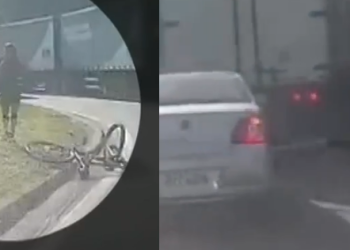Vídeo: bike fica retorcida após ser esmagada por caminhões, mas ciclista escapa sem um ferimento