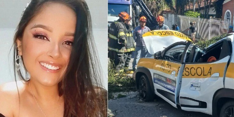 Estudante de medicina morre após árvore cair em cima do carro de autoescola que ela dirigia