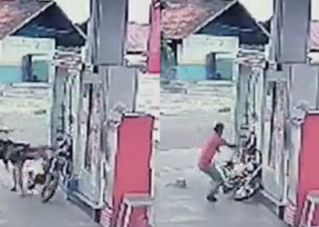 Vídeo: Moto pega fogo em posto de combustível em Manacapuru e quase o pior acontece