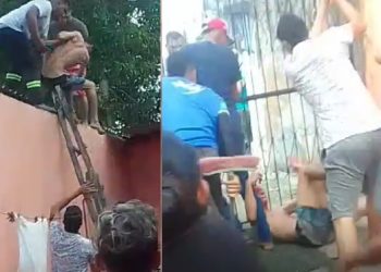Vídeo: homem suspeito de assalto é amassado na porrada em Manaus