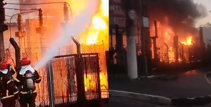 Vídeos: Incêndio de grandes proporções atinge subestação ao lado do shopping Ponta Negra