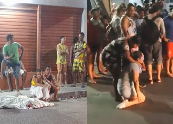 Desesperada, mulher corre e tenta abraçar homem executado com mais de 10 tiros em Manaus