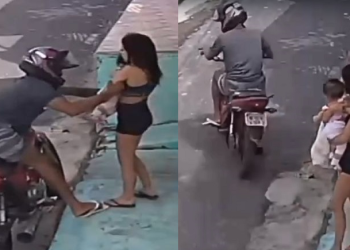 Vídeo mostra ladrão roubando mãe que havia saído de UPA em Manaus com bebê no colo; veja