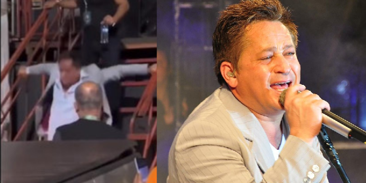 Vídeo: Parecendo estar bebum, Leonardo cai em escada ao fazer gracinha após show
