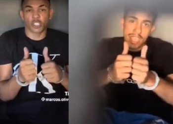 Presos por fraudes em Manaus, Lucas Picolé e Mano Queixo mandam recado no camburão; vídeo