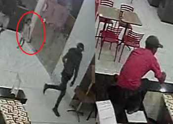 Vídeo: Criança entra em estabelecimento comercial de Manaus no momento em que ele era assaltado
