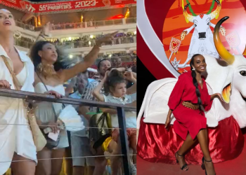 Vídeo: Sheron Menezzes canta emocionada toada do Caprichoso e ex-BBB Thelma confessa amor ao Garantido