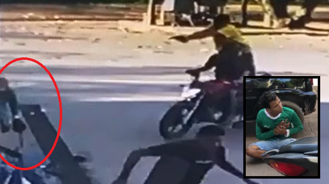 Vídeos: Em plena luz do dia flanelinha é baleado por motoqueiro perto de praça em Iranduba