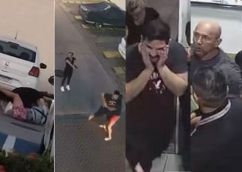 Vídeo mostra mulher de policial civil atirando em homem durante briga em condomínio na Ponta Negra