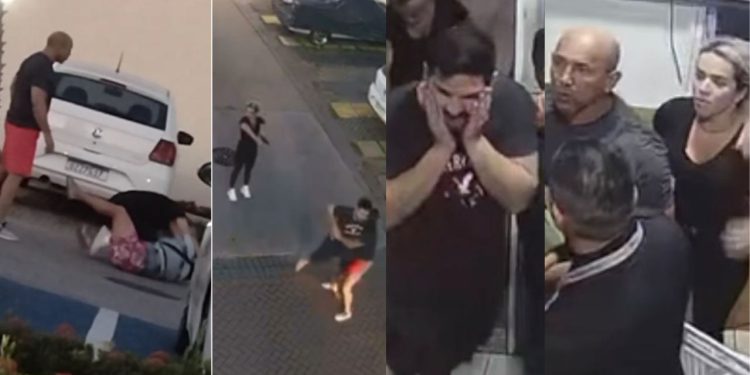 Vídeo mostra mulher de policial civil atirando em homem durante briga em condomínio na Ponta Negra