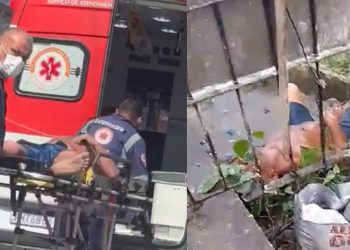 Vídeo: mulher grita ‘socorro’ e joga detefon em homem atacado por abelhas em Manaus