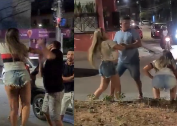 Vídeo: Durante acidente de trânsito no Eldorado, mulher mete o tapão na cara de homem