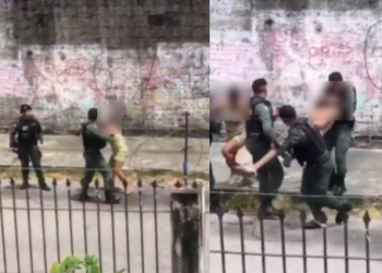 Covardia: PM agride mulher com socos durante abordagem a homem