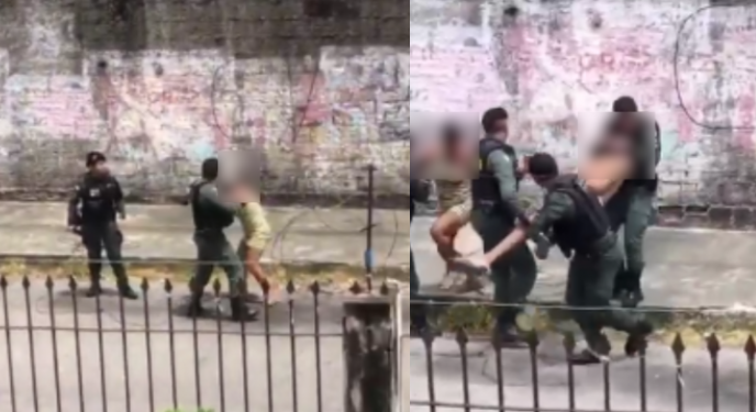 Covardia: PM agride mulher com socos durante abordagem a homem