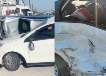 Bebê fica ferido e carro capota durante acidente com dois veículos em Manaus