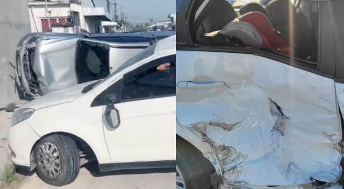 Bebê fica ferido e carro capota durante acidente com dois veículos em Manaus