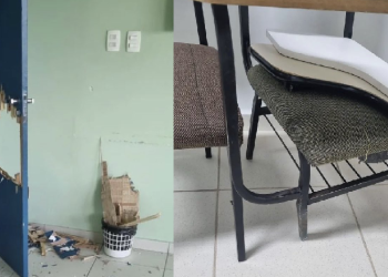 Vídeo: Funcionária diz que aluno dormiu na Fametro e fez buraco na porta com cadeira para sair